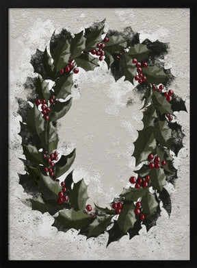 Antique holly wreath Poster