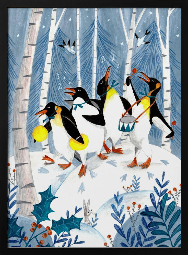 Penguins make music in the forest Poster