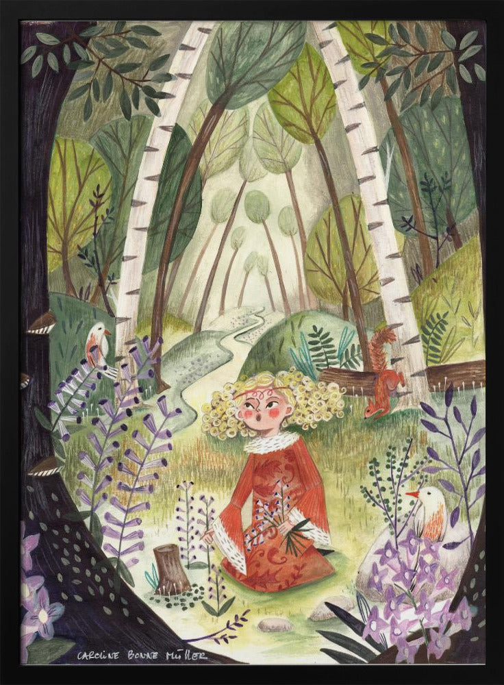 Princess in the forest with flowers Poster