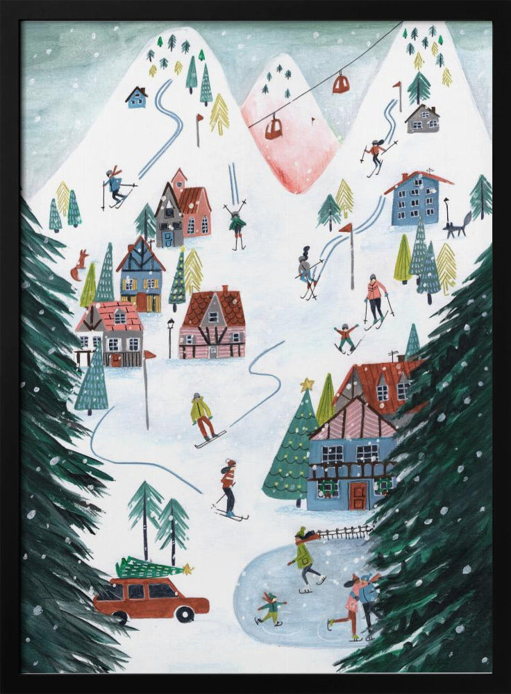 Nordic Skiing in the mountains at Christmas Poster