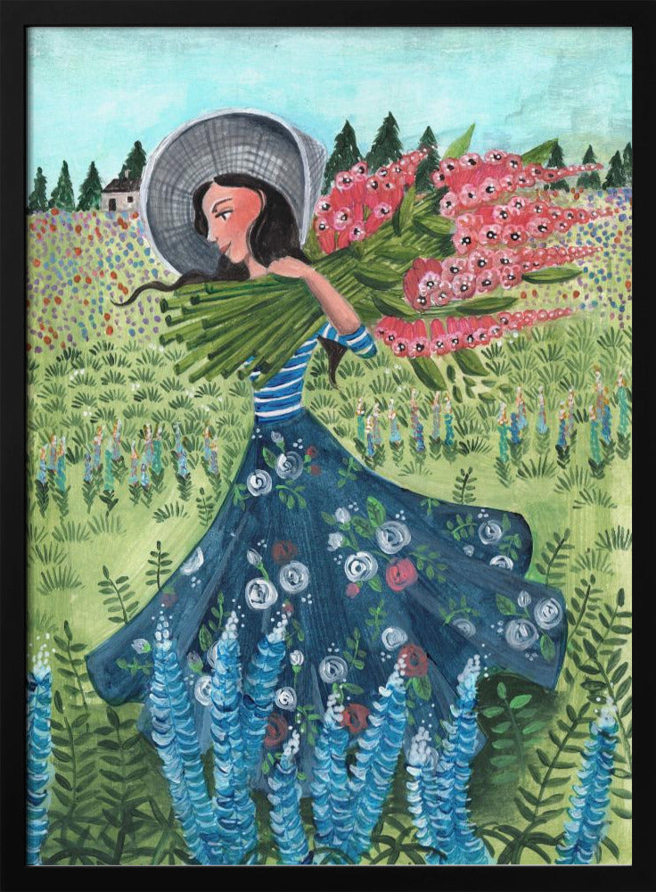 Walking with fieldflowers Poster