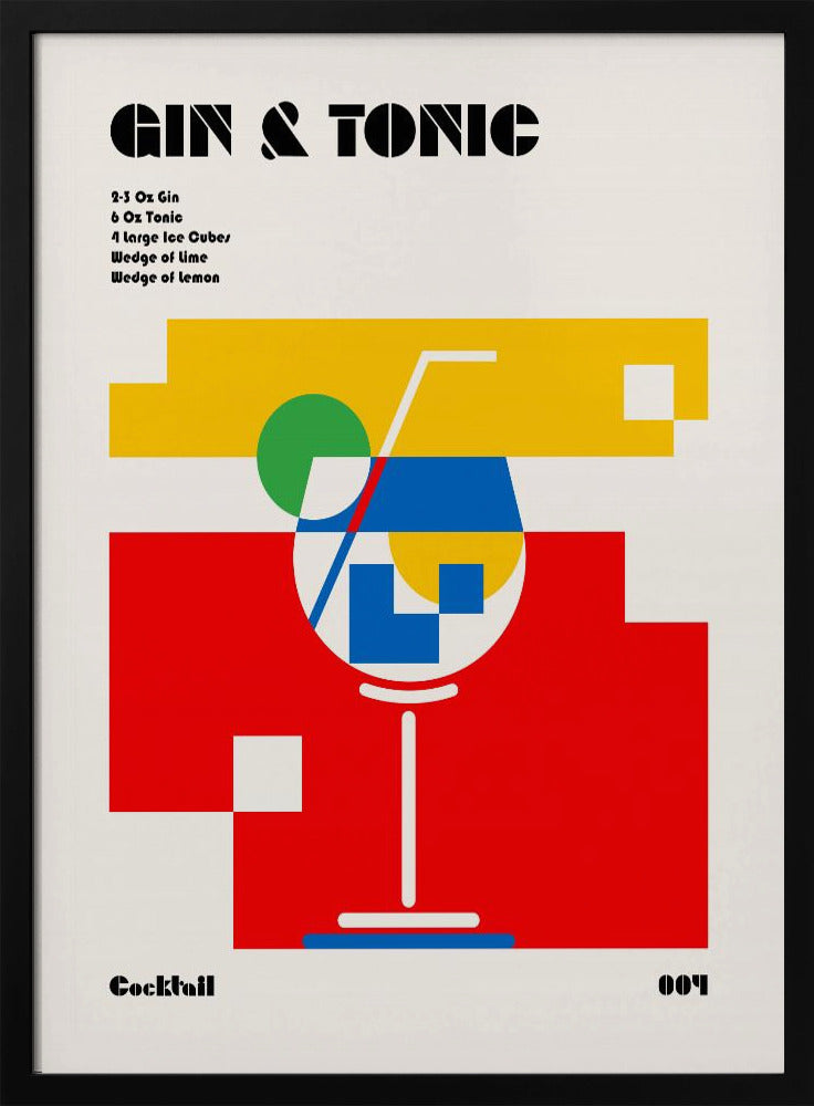 Gin &amp; Tonic Bauhaus Cocktail Poster