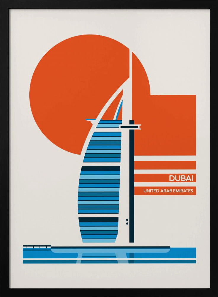 Dubai Burj Al Arab Minimalist Retro Travel Print Poster