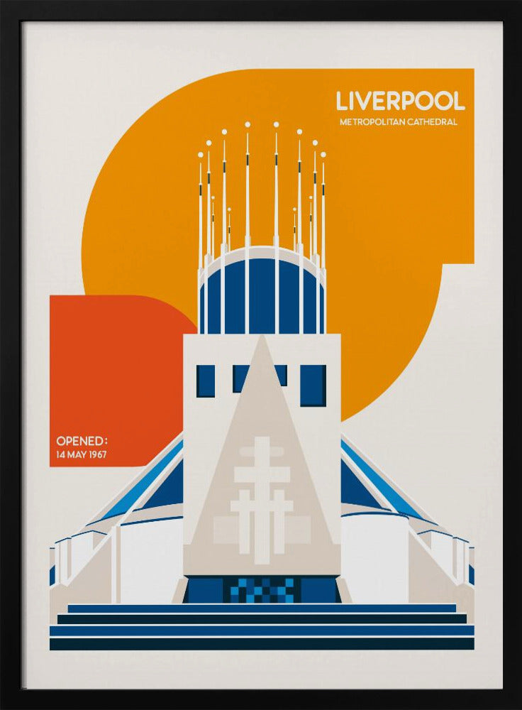 Liverpool Metropolitan Cathedral Retro Architecture Print Poster