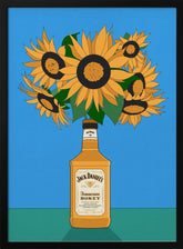 Sunflowers in Honey Whiskey Retro Illustration Poster