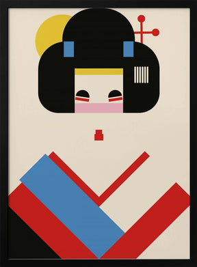 Geisha Girl Geometric Illustration Poster