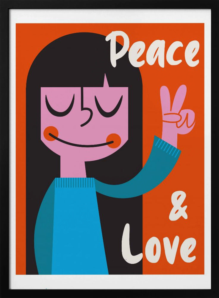 Peace &amp; Love Mid Century Illustration Poster