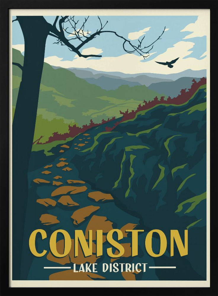 Coniston Lake District Travel Print Poster