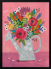 Watering Can with Flowers Poster