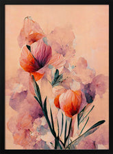 Abstract Coral Flowers (Peach) Poster