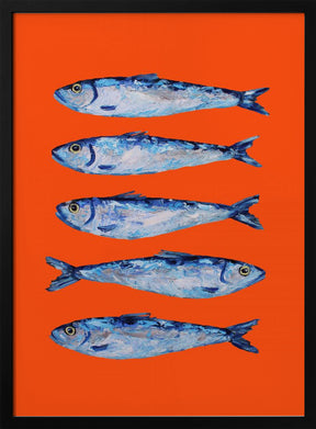 Sardines on Orange Poster