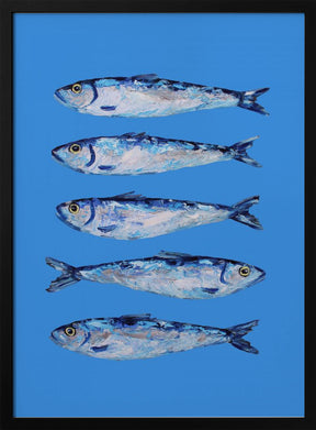 Sardines on Blue Poster