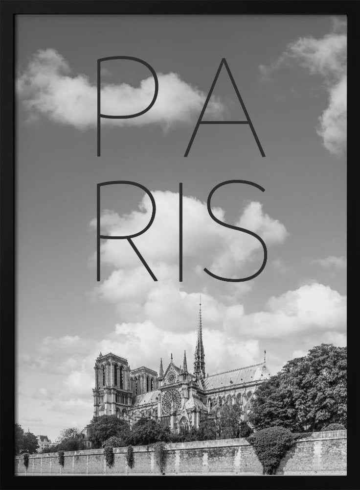 PARIS Cathedral Notre-Dame | Text &amp; Skyline Poster