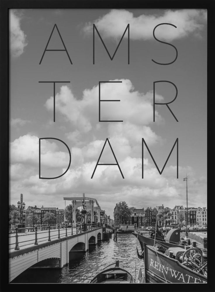 AMSTERDAM Magere Brug | Text &amp; Skyline Poster