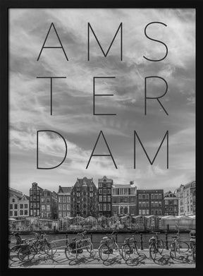 AMSTERDAM Singel Canal with Flower Market | Text &amp; Skyline Poster