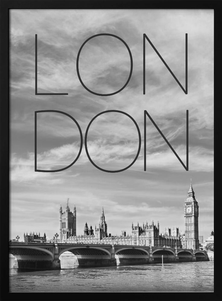 LONDON Westminster Bridge | Text &amp; Skyline Poster