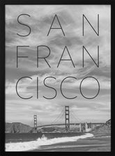 Golden Gate Bridge &amp; Baker Beach | Text &amp; Skyline Poster