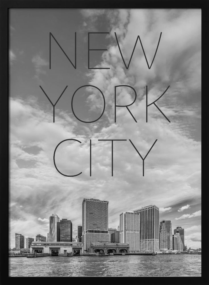 LOWER MANHATTAN and Whitehall Terminal | Text &amp; Skyline Poster