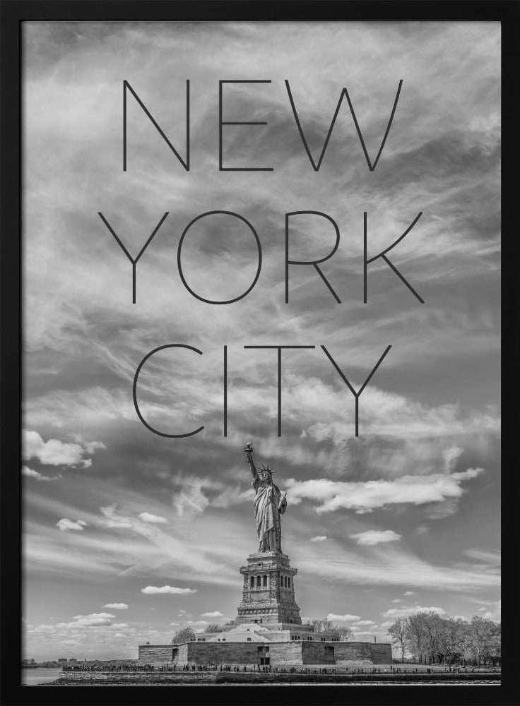 NYC Statue of Liberty | Text &amp; Skyline Poster