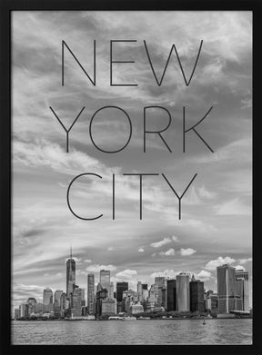 NYC Lower Manhattan &amp; Hudson River | Text &amp; Skyline Poster