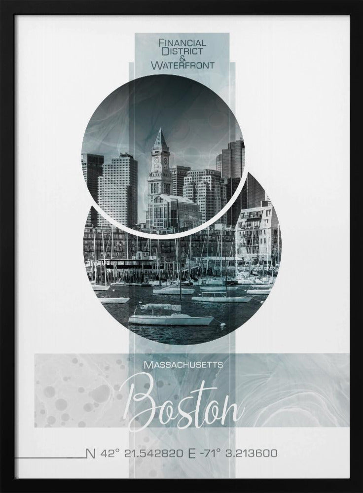 Poster Art BOSTON Waterfront | turquoise marble Poster