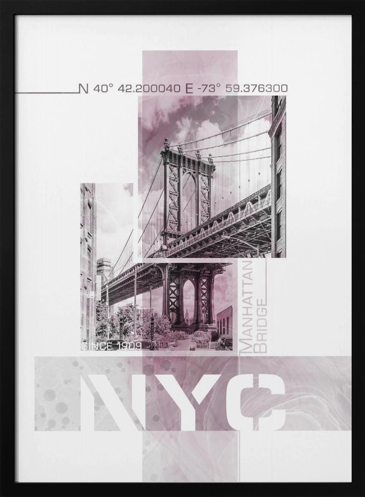 Poster Art NYC Manhattan Bridge | pink marble Poster