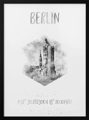 Coordinates BERLIN | monochrome watercolor Poster