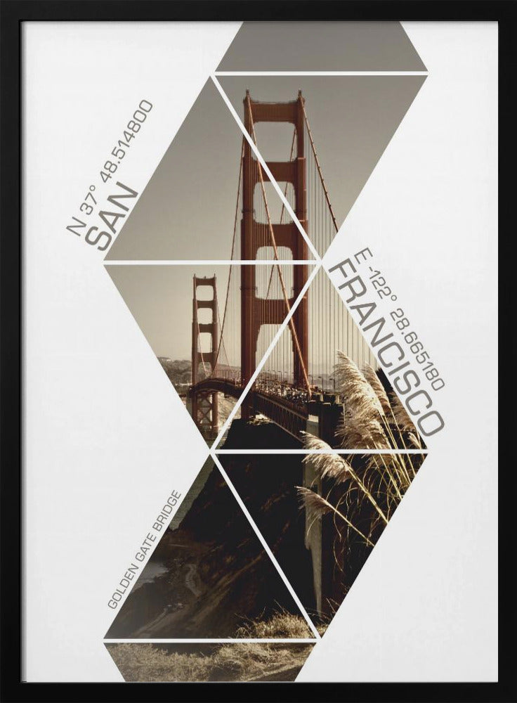 Coordinates SAN FRANCISCO Golden Gate Bridge Poster