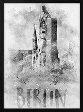 Monochrome Art BERLIN Kaiser Wilhelm Memorial Church | watercolor Poster