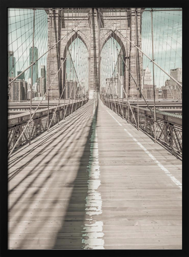 NYC Brooklyn Bridge Panorama | urban vintage style Poster