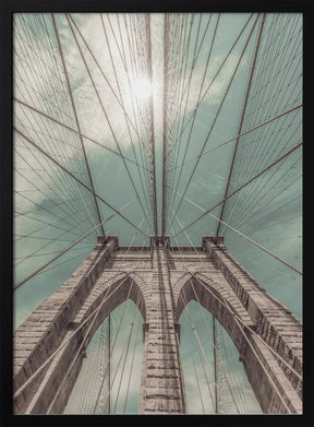 NEW YORK CITY Brooklyn Bridge in Detail | urban vintage style Poster