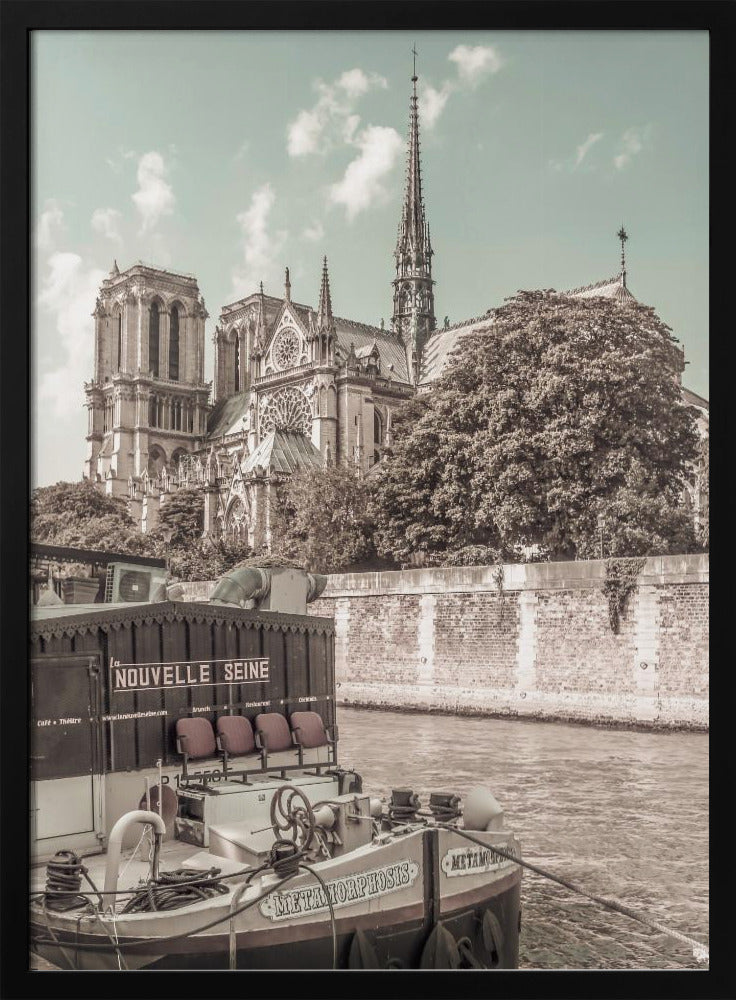 PARIS Notre-Dame and River Seine | urban vintage style Poster