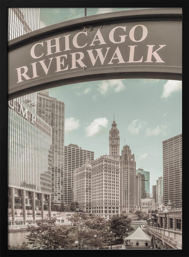 CHICAGO Riverwalk | urban vintage style Poster