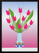 Tulips in the rainbow vase Poster