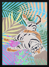 Tiger Sleepling in colourful jungle Poster