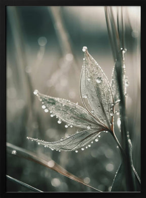 Green Wet Leaf No 1 Poster