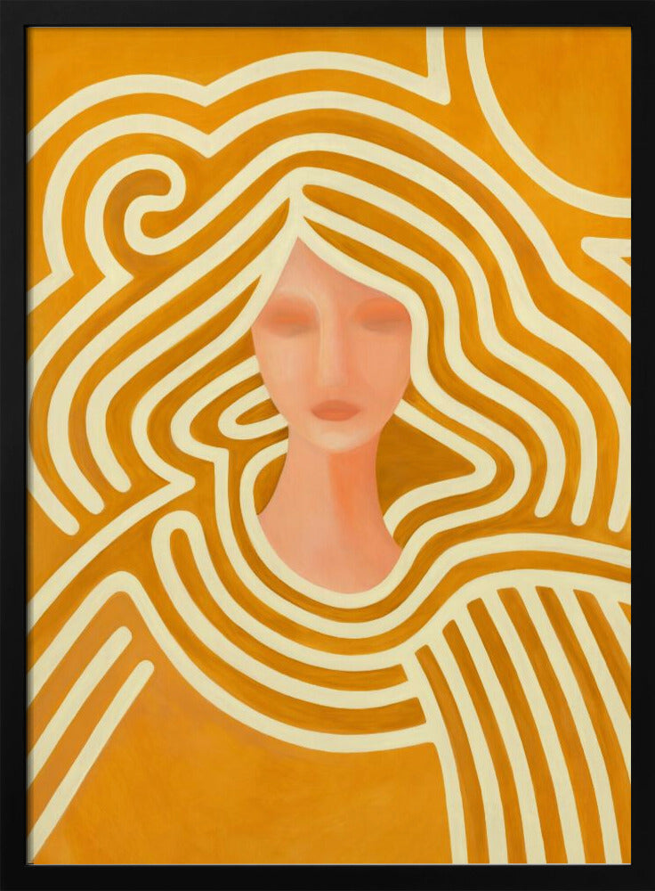 Berit abstract in ochre and pink Poster