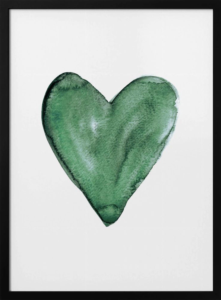 Watercolor heart green Poster