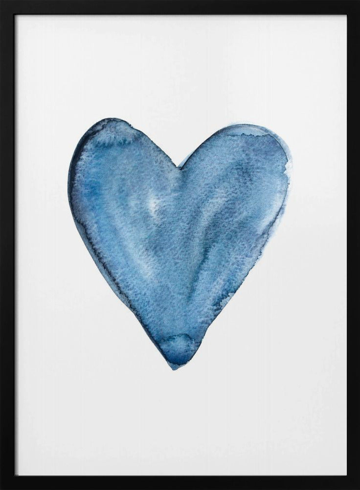 Watercolor heart blue Poster