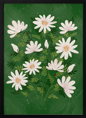 Ladybug flowers green Poster