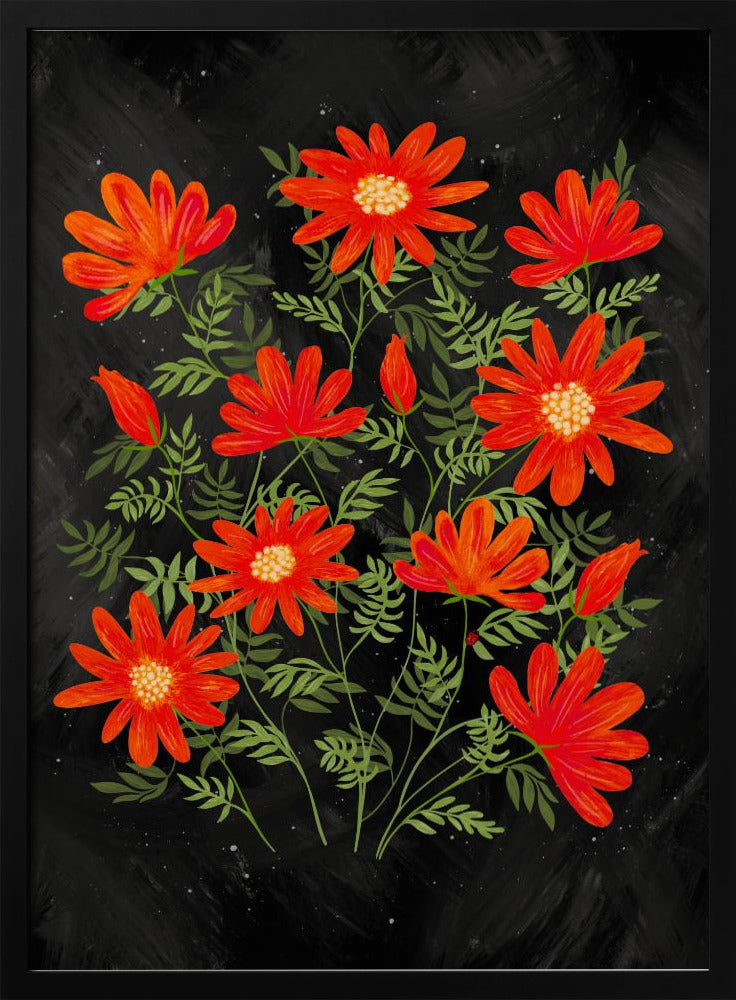 Ladybug flowers red Poster