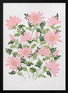 Ladybug flowers pink Poster