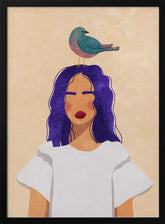 Girl with bird Poster