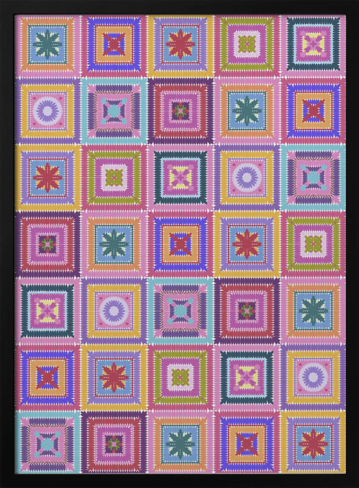 Colorful digital grandma squares I Poster