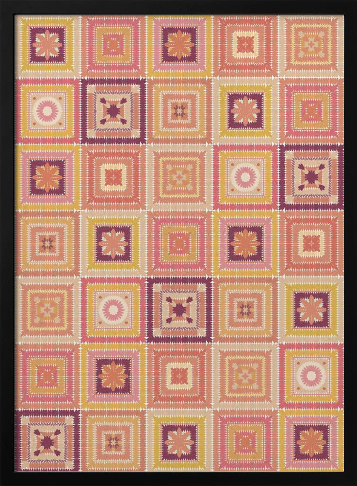 Peach digital grandma squares I Poster