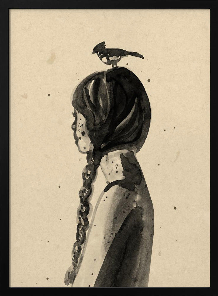 Girl with Bird Poster