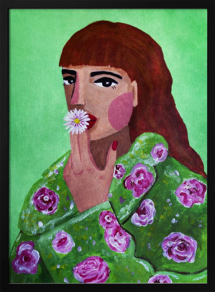 Woman Smoking a Flower Poster