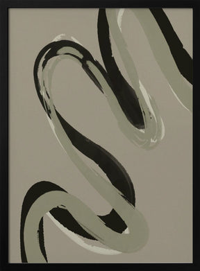 Green Black Strokes No 1 Poster