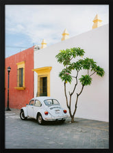 Pastel Volskwagen Beetle in the streets of Oaxaca Mexico Poster