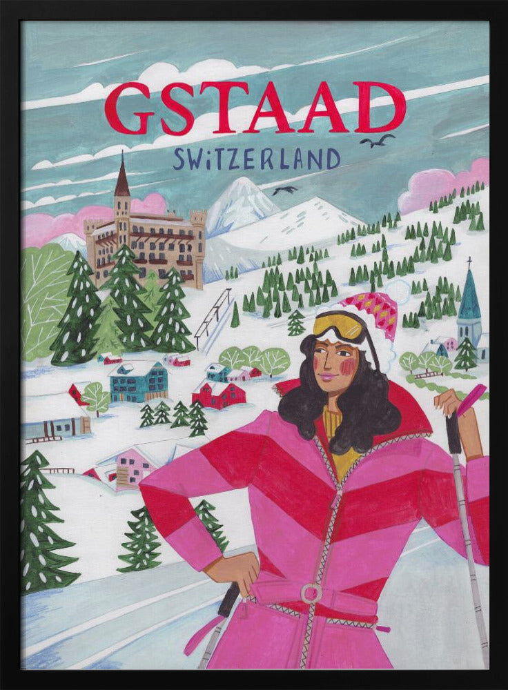 Travel Poster Woman in Gstaad, Switzerland Poster